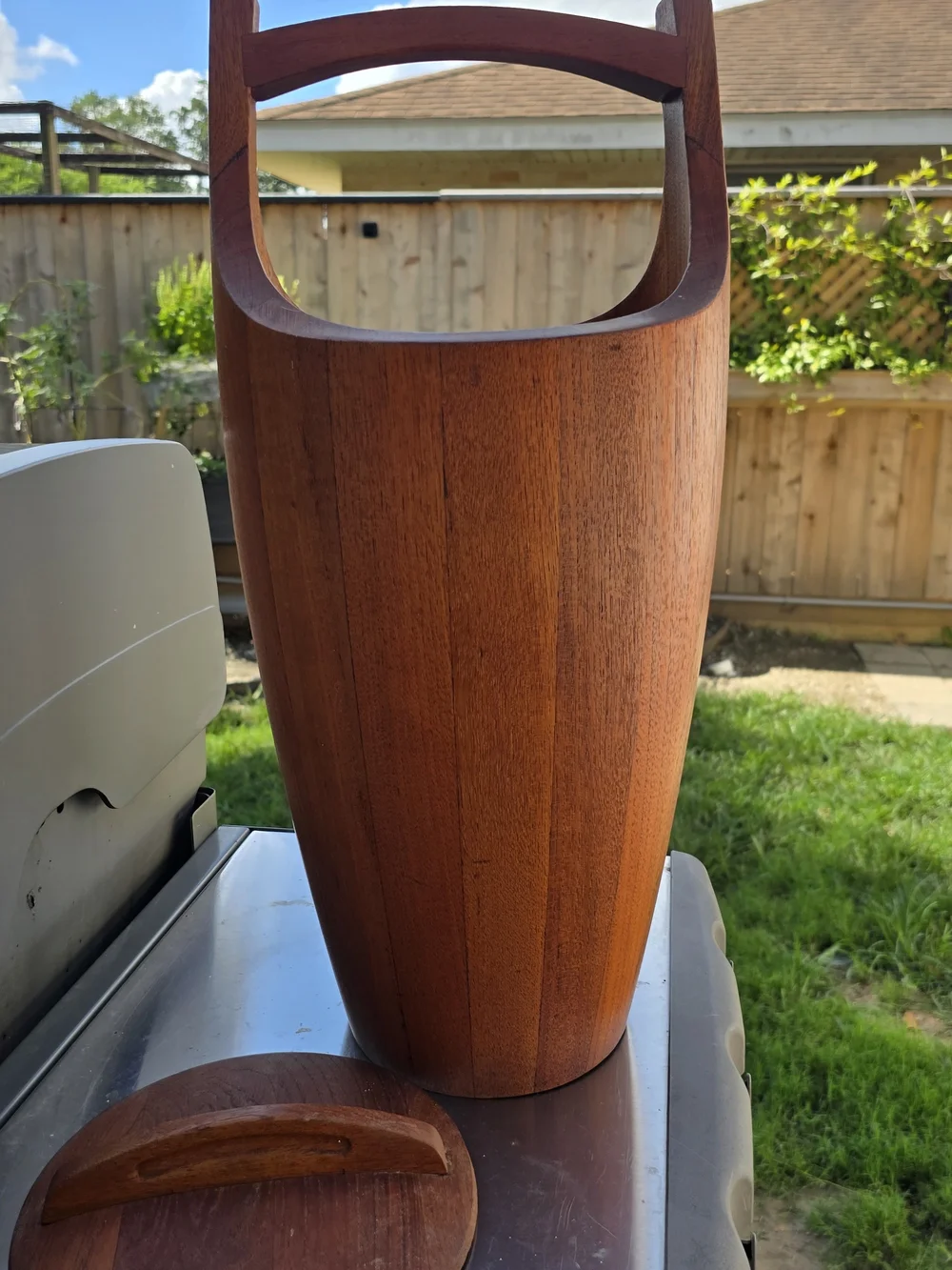 Dansk Mid-Century Teak Ice Bucket - Warm Brown